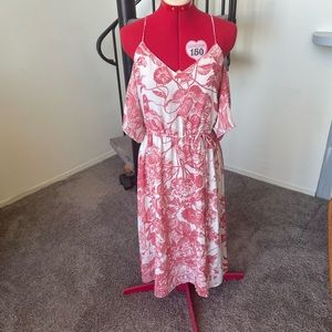 Pink and White Floral Midi Dress